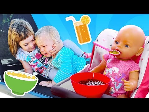 Mamas Schule auf Deutsch. Ein toller Morgen mit Baby Born. Familienvideo auf Deutsch