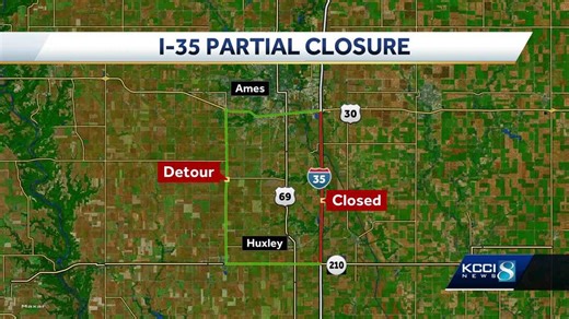 Stretch of I-35 through Ames to close for overnight construction