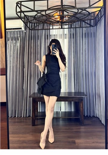 Black Mini dress ! ស្លៀកបាន2ម៉ូត មានប៉ុង មួយស្អាតតែម្ដង 🤩😘❤️ មានគ្រប់ទំហំក្នុងស្ដុក Size S M L Code : D701 #blackdress #partydress #រ៉ូបកម្មវិធី #fyp