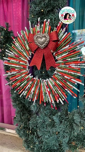 DIY Wrapping paper wreath! A great way to use up excess paper! | Crafty Chica by Kathy Cano-Murillo