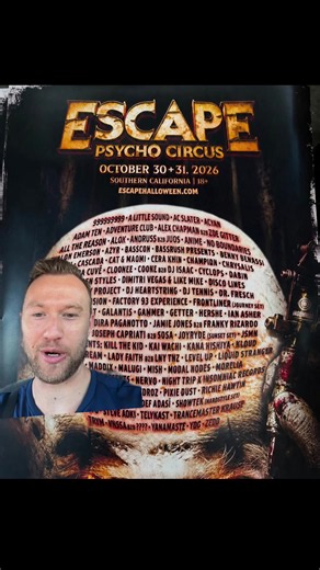 Escape Halloween 2026 Lineup - Full Festival Artist List