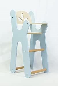 Leonora - Wooden Highchair for Baby Dolls- Blue Chair for Dolls Up to 18”- Mommy & Me Role Play – Develops Pretend Play and Nurturing Skills- Toys for Boys and Girls 18 Months+-20 x 9.5 x1