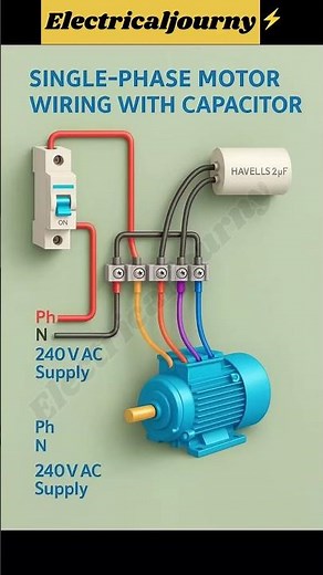 Single Phase Motor Wiring with Capacitor |Easy Step-by-Step Guide #mcbe #viral #phonkmusic #trending