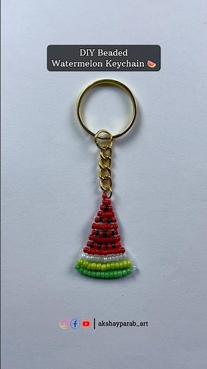 DIY Watermelon Keychain Using Beads 🍉 #Beads #Keychain #Tutorial ‪@BeadsnFashioncom‬ #shorts #diy