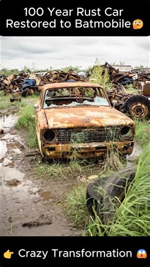 100 Year Rust Car Restored to Batmobile | Crazy Transformation 😱 #shorts #restoration #asmr