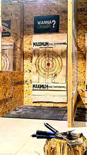 Looking for a place to host your next party or get together?! Look no further! 💪🏽 🪓 Text or call to book! We can accommodate up to 70 people! | Maximum Axe Throwing, Smash Room & Golf Simulator