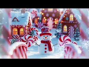 4 Hour CANDYLAND Christmas 4K Background & Screensaver! 🎄 Snowman & Gingerbread Snowy Ambience
