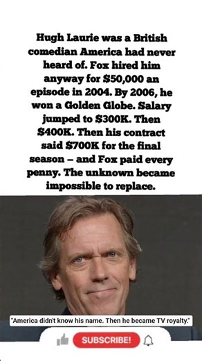 From unknown Brit to $700K per episode — Hugh Laurie owned it. #shorts