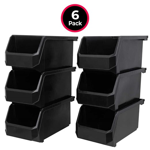 Reviews for Akro-Mils Plastic Stackable Storage Bin Containers for Organizing, Large (14.8 in. D x 8 in. W x 7 in. H), 6-Pack, Black | Pg 1 - The Home Depot