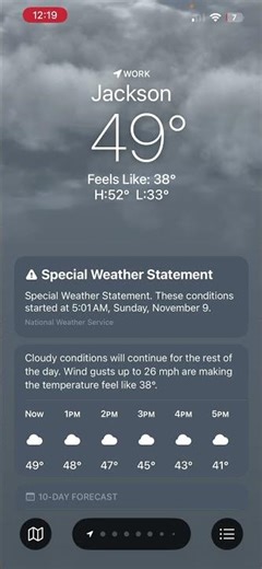 iOS 26.1 Weather Animation: Cloudy With Special Weather Statement (Day) (Fall 2025)