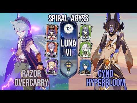 Razor Overload & Cyno Hyperbloom | Spiral Abyss 6.5 / Luna VI | Genshin Impact