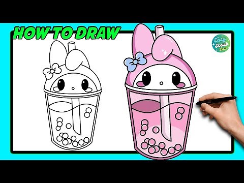 How to Draw Cute Boba My Melody Character | Step-by-Step Tutorial