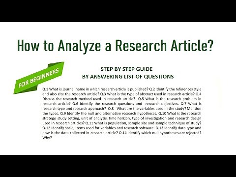 How to Analyze a Research Article
