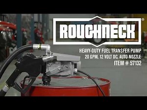 Roughneck Heavy-Duty Fuel Transfer Pump 20 GPM 12 Volt DC Auto Nozzle Gasoline Compatible