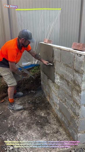 Masonry Finishing: Watch a Pro Apply Cement Render to Block Walls! 🧱🔨🏗️