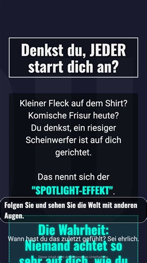 Denkst du, jeder starrt dich an? Der Spotlight-Effekt erklärt!\n\nFühlst...