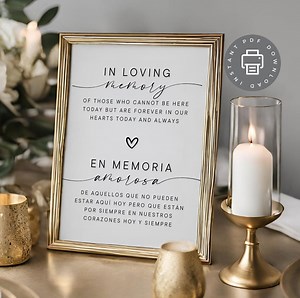 Spanish Memorial Table Sign, in Loving Memory Sign, En Memoria Amorosa, Wedding Memorial Sign, Digital Download, Memorial Table Decor ID493 - Etsy