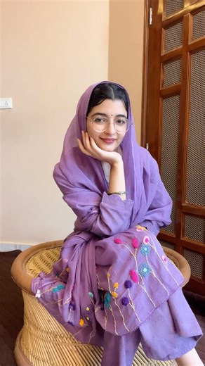 Hand embroidered purple dupatta🌸| handmade with love | #shorts #handembroidery