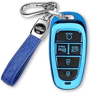 For Hyundai Key fob Cover Fits for 2024 2023 2022 2021 Hyundai Sonata Santa fe Tucson Smart 5 Button Key Case Shell