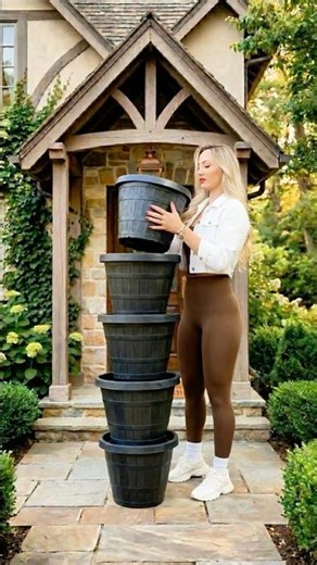 Stack Flower Pots Like This and Your Front Door Will Look Amazing 🌹🌹🌹