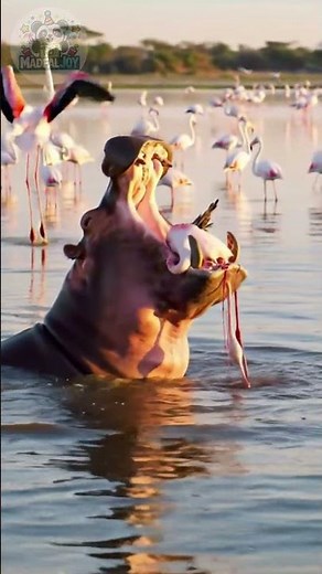 Hippo LEAPS From Water and Snaps Flamingo in Mid-Air!