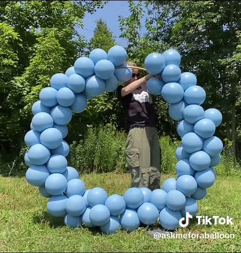 Balloon hoop, aka round balloon arch! This beautiful colour is TufTex brand Georgia Pearl True Blue. I used 166 balloons for this arch. Follow me for tutorials, tips & inspiration 🎈#balloons #balloonsoftiktok #balloonarch #balloondecoration #balloonartist #balloonartistsoftiktok #tuftexballoons #partyballoons #balloon #balloondecorationideas #askmeforaballoon