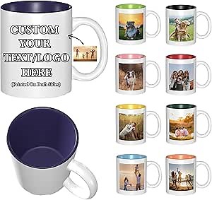 Custom Mugs Design Your Own Style with Photo or Logo, Personalized Mugs with Text, Multiple Colors, Customized Gift for Dad, Mom, Husband, Wife, 11oz