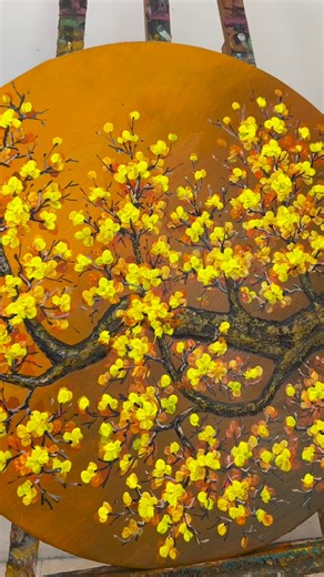 Yellow Cherry blossom Painting / Painting Techniques for Beginners | Painting Skills