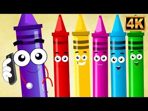 Five Little Crayons Jumping on the Bed | Color Learning Song for Toddlers