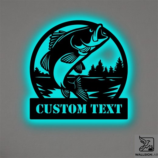 Custom Fish Metal Wall Art – RGB LED Fishing Decor, Lake Cabin Sign - Etsy
