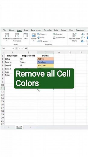 Instantly Remove All Cell Colors in Excel