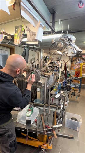 Stainless Steel and Bronze Sculpture Composition