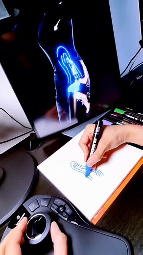 A neon fingerprint dress made using my real-time paint #Unity3D setup. While painting, I used a 3DConnexion SpaceMouse Pro to intutively move the dress with one hand. Turns out is the perfect tool for the type of workflows I'm experimenting with! #madewithunity #digitalfashion #digitalart