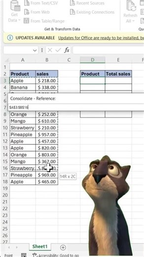 Data Consolidate In Excel #VIRAL #SHORTS