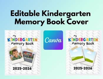 Kindergarten Memory Book Cover Editable Template Canva file SO FAST