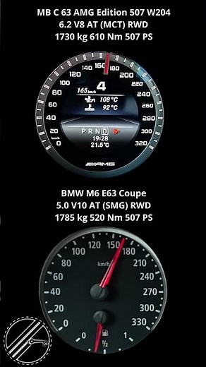 Mercedes-Benz C 63 AMG *Edition 507* V8 W204 507 PS vs BMW M6 5.0 V10 E63 507 PS 100-200 kmh