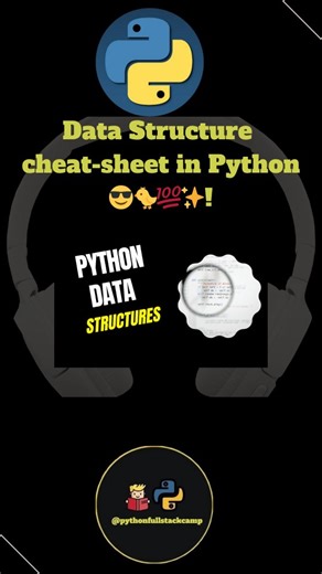 pythonfullstackcamp on Instagram: "Python Data Structures Cheat-Sheet 🔥 Master List, Tuple, Dict, Set & more in 5 minutes! Save & share with your coder friends 👇 python data structures cheat sheet python cheat sheet data structures python python data structures python list tuple dict set python collections cheat sheet python built in data structures python data types cheat sheet python programming cheat sheet python beginner cheat sheet #python #datastructures #pythoncheatsheet #pythonprogramm