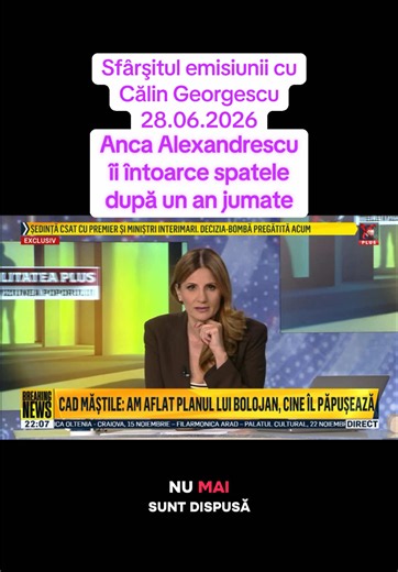Sfârşitul emisiunii la RealitateaPlus cu Călin Georgescu din data de 28.06.2026 - Anca Alexandrescu îi întoarce spatele după un an jumate. #calingeorgescupresedinte #anulareaalegerilor #turul2inapoi #apahranaenergie