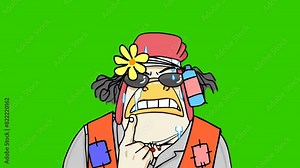 Funny Animated Chicken with Crazy Human Body on Green Screen