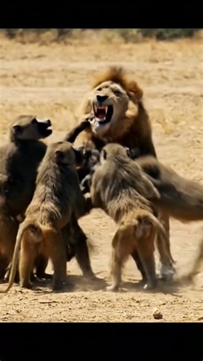 Lion Vs Alpha Baboon Fight