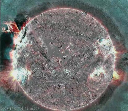 【12月1日に起きたX1.9（最強クラス）太陽フレア：来週にはこのフレア領域が地球の正面にくる。地球を襲うＣＭＥ（コロナ質量放出）に注意！】 ⚠ Edward.Vijayakumar @edwanx ･･･ X1.9フレアを伴う壮観な噴火が発生しました。その衝撃波は近くのフィラメントを誘発し、太陽面外縁背後の噴発さえも引き起こしました。地磁気影響領域にわたって暗化が広がりました。この領域は来週地球に向かって見える位置に入り、厳重な監視が必要です。（Grok訳） | Coco Ogikibo