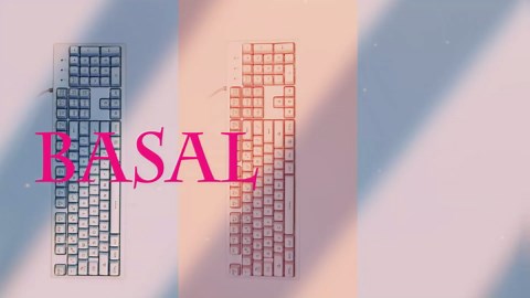 Basaltech Pink Keyboard with 7-Colors LED Backlit,104 Keys Silent Creamy Keyboards,Double Shot Keycaps Light Up Keyboard Wired USB for Computer,Mac,Laptop