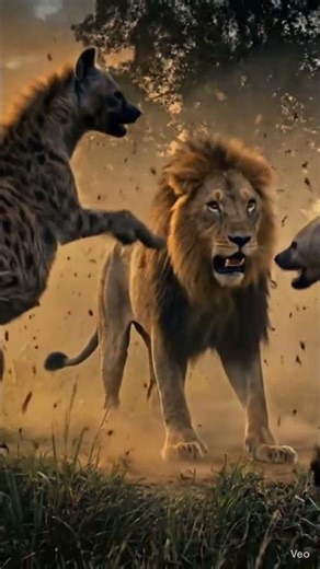 "Lion vs Hyena: Battle for the Savannah 🦁⚔️