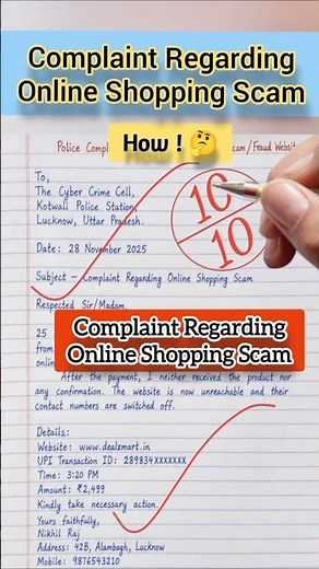 Complaint Regarding Online Shopping Scam | Formal Complaint Letter