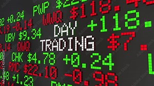 Day Trading Stock Market Trader Ticker Prices 3d Animation