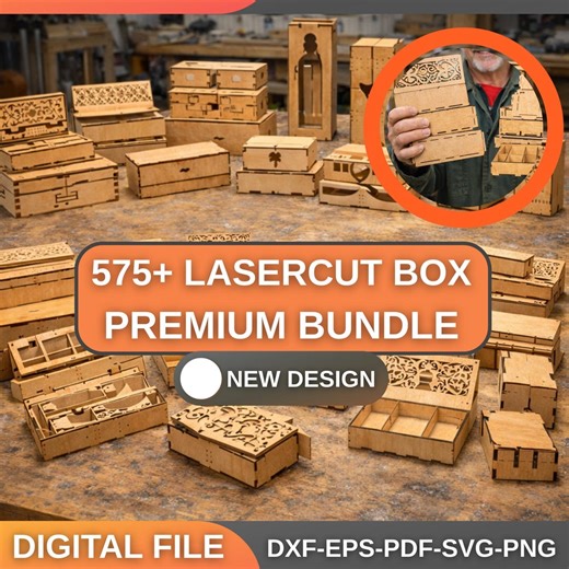 575  Laser Cut Box Files Bundle | Packaging Box Designs | SVG Png Dxf Pdf Cdr | Cnc Laser Cutting Files | Digital Download - Etsy