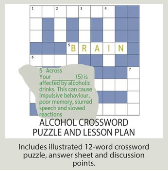 Alcohol Crossword Puzzle and Lesson Plan, KS2/3 (UK)
