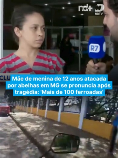 Em entrevista à RECORD Minas, nesta quarta-feira (16), Luciene Gomes dos Santos, mãe de Safira Emanuele Gomes dos Santos Rosa, de 12 anos, contou que a filha sofreu uma grande quantidade de picadas, principalmente no rosto, pescoço e cabeça, após ser atacada por um enxame de abelhas em frente a uma escola, em Ibirité, na região Metropolitana de Belo Horizonte. Segundo a mãe, os médicos estimaram que a menina tenha recebido mais de 100 ferroadas, mas a família acredita que o número possa ser aind