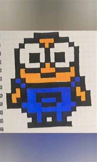 Cute Minion or Minion Bob Pixel Art 💛 Easy Drawing on Graph Paper | #Shorts #art #drawing #pixelart