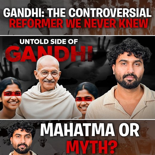 Gandhi: The Controversial Reformer We Never Knew — Mahatma or Myth? Mahatma Gandhi is known worldwide as a saintly figure — the symbol of peace, non-violence, and moral leadership. But history is never that simple. The man the world calls the “Father of the Nation” also had controversial and morally complex chapters in his life that many people don’t talk about. This video explores Gandhi’s lesser-known realities —his early views on race in South Africa, his conflicts with Dr. B. R. Ambedkar ove